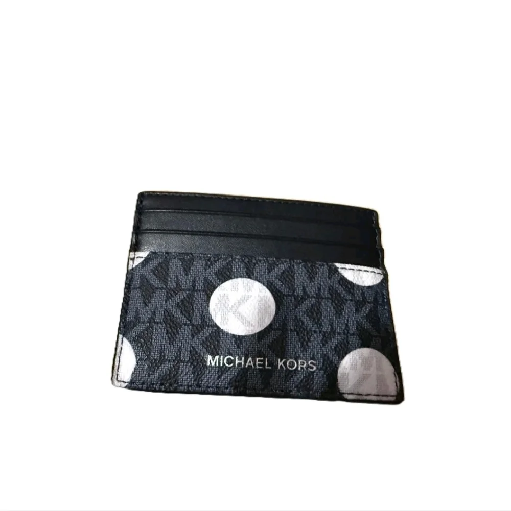Michael Kors Monogram Black and Gray Card Holder